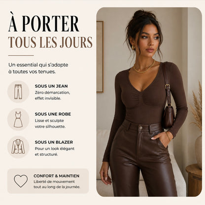 Body Sculptant Manches Longues String - Effet seconde Peau